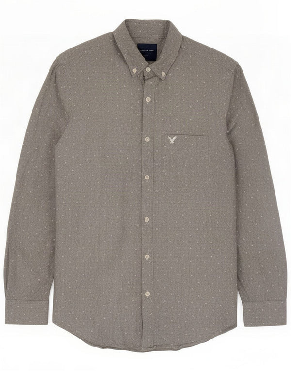American Eagle Herre Slim Fit skjorte Medium Grey Spotted Cotton