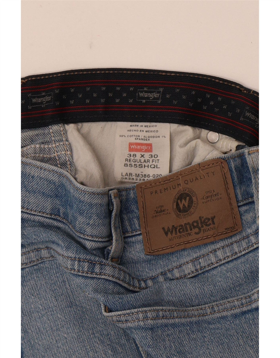 Wrangler Herre Regular Fit Straight Jeans W38 L30 Blå Bomuld