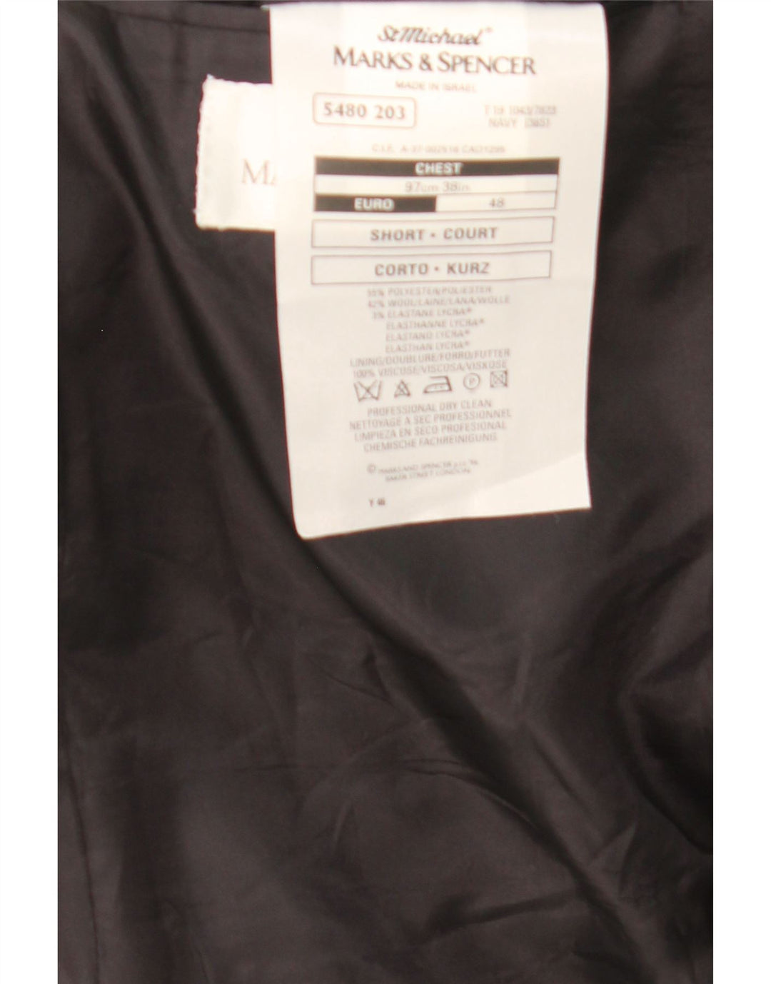 Marks & Spencer Herre Double Breasted Blazer Jacket UK 38 Medium Navy Blue