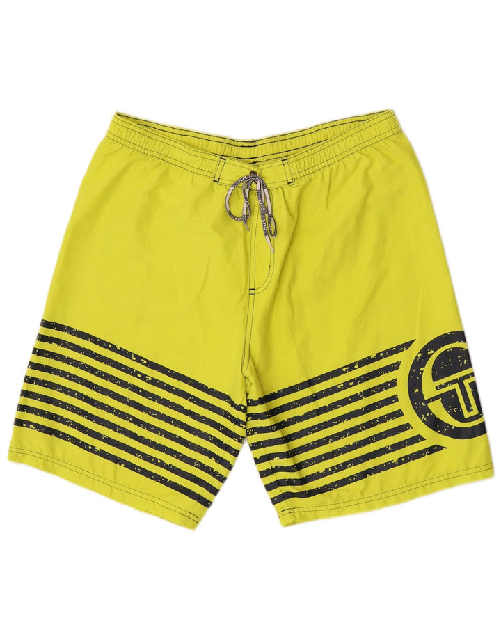 Sergio Tacchini Herre grafiske badeshorts store grønstribede polyester