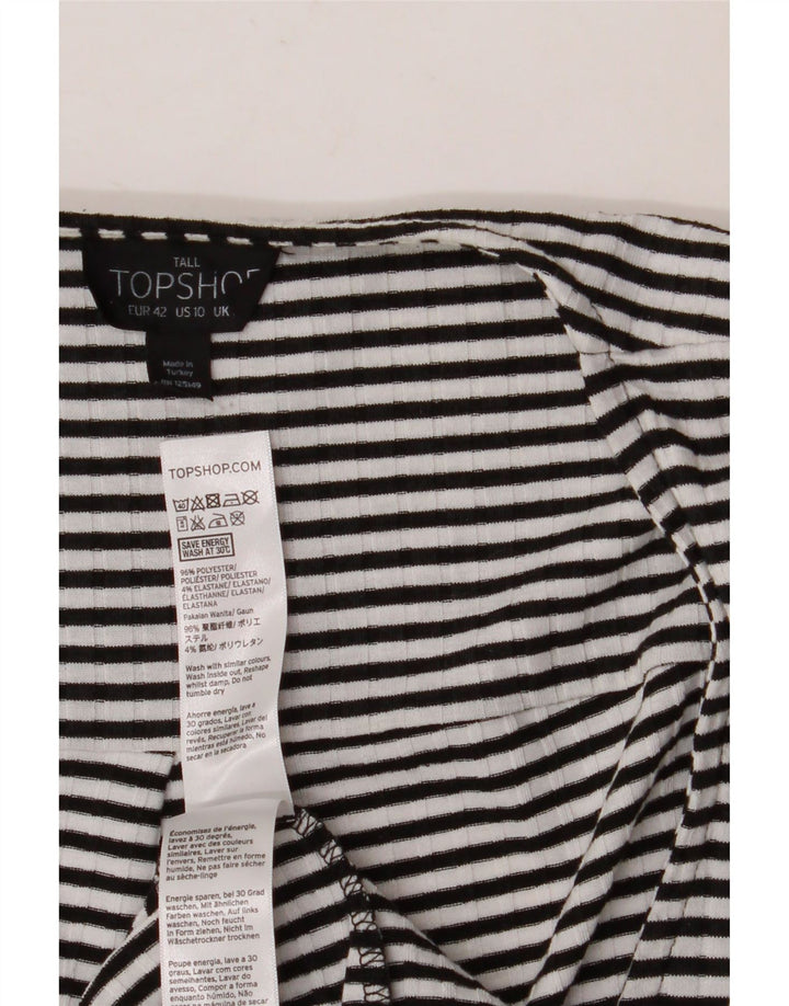 Topshop Kvinde slå-om-kjole UK 10 Lille sort stribet polyester