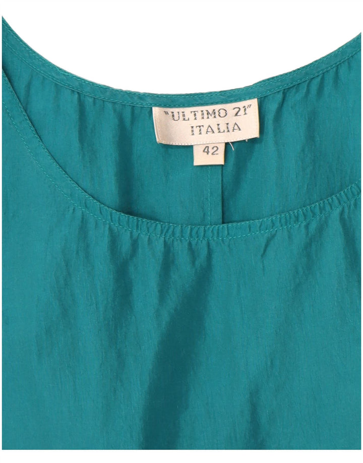 Ultimo 21 Dame ærmeløs bluse Top IT 42 Medium Blue Silk