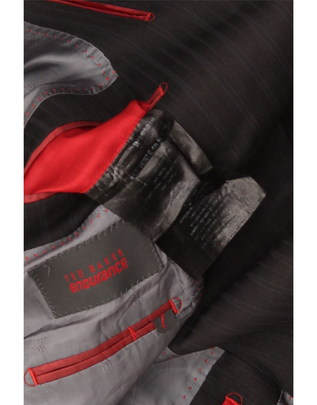 Ted Baker Herre 2-knaps blazerjakke UK 46 3XL Sort nålestribet uld