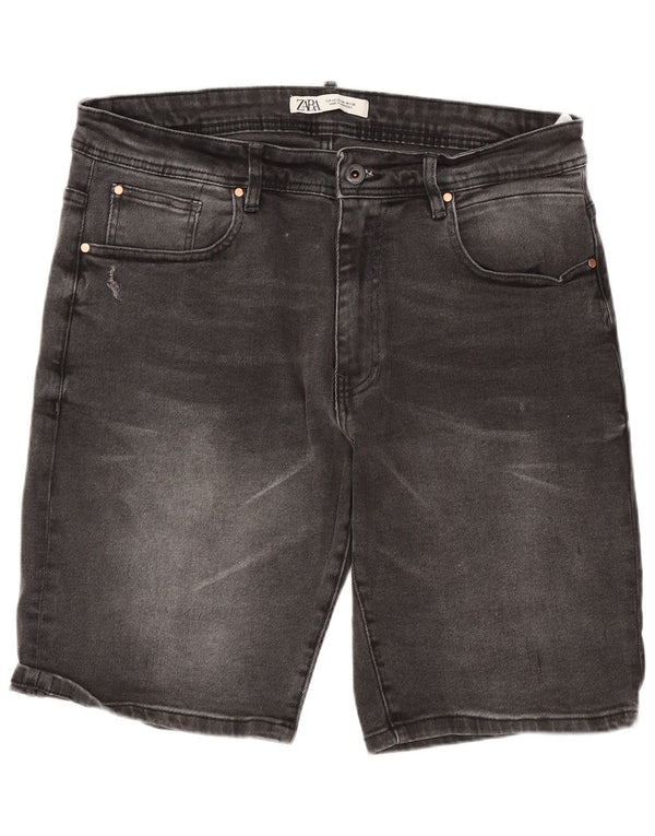 ZARA Denimshorts til mænd EU 46 XL W36 Grå bomuld