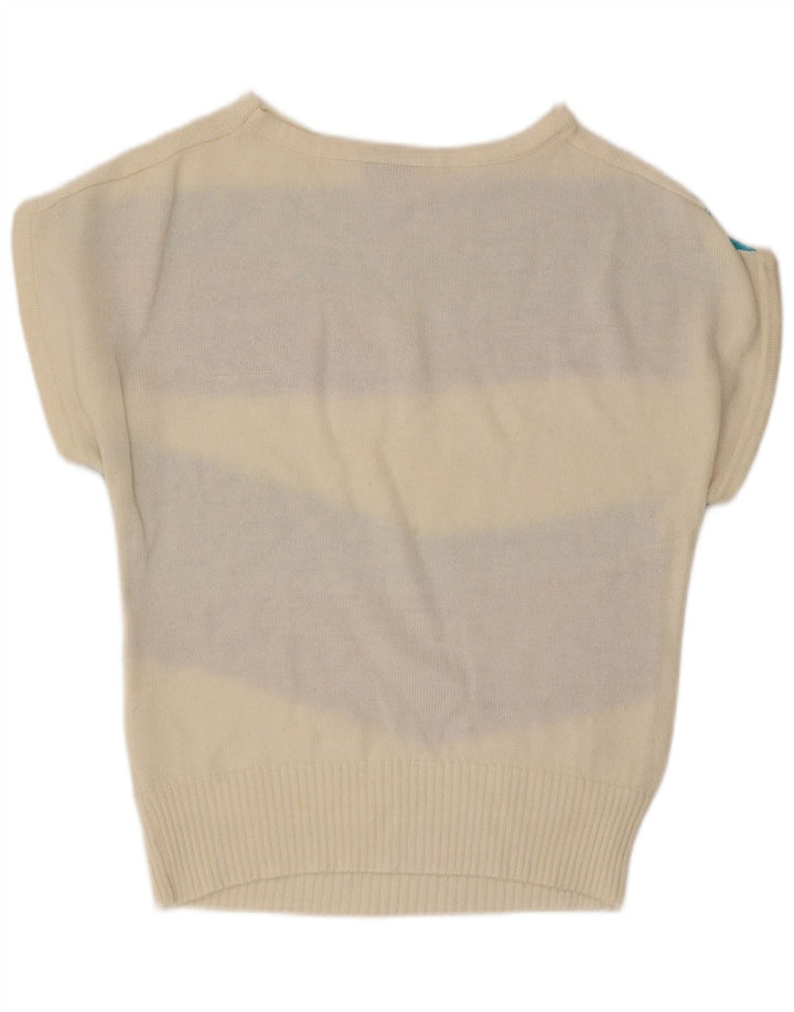CANDA Womens Boat Neck Jumper Sweater EU 42 Large White Colourblock