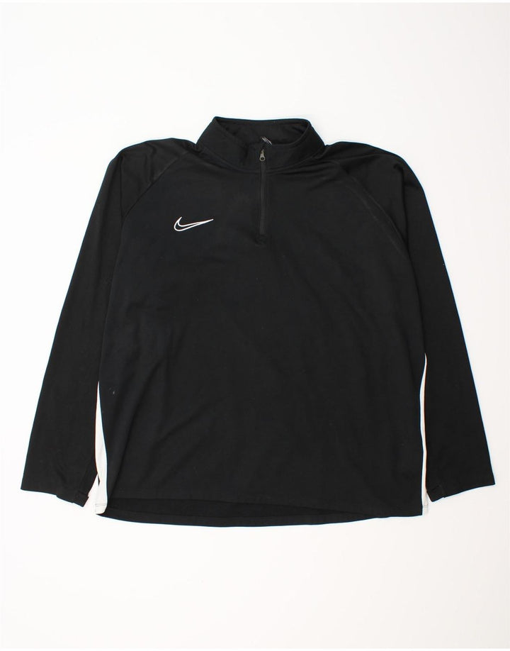NIKE Herre Dri Fit Pullover med lynlås-hals Træningsdragt Top 2XL Sort Colourblock