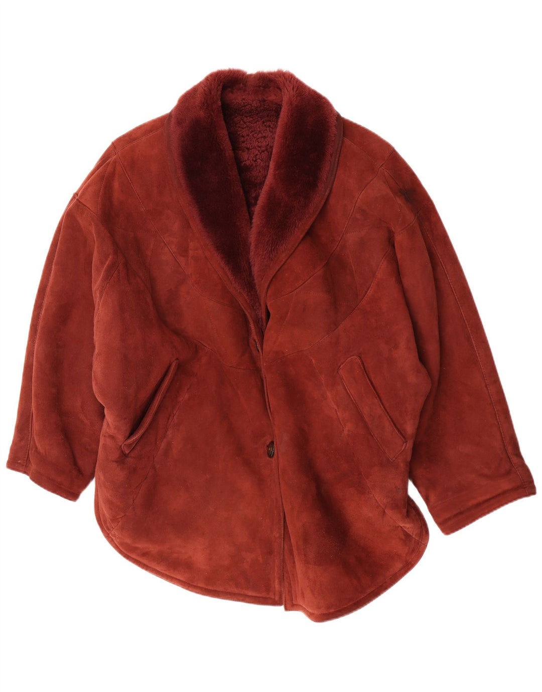 Vintage Dame Shearling Jacket IT 42 Medium Burgundy Shearling