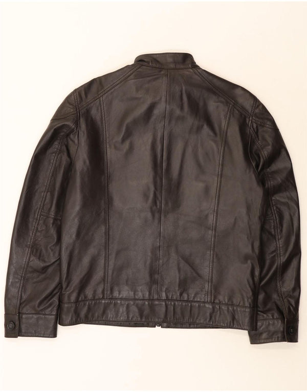 Esprit Mens Leather Jacket UK 40 Large Brown Leather