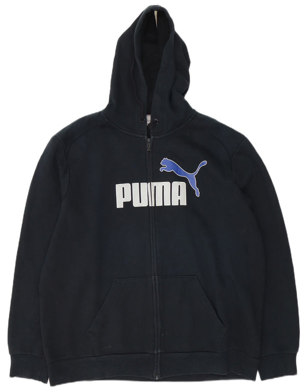 Puma Herre grafisk hættetrøje med lynlås 2XL sort bomuld
