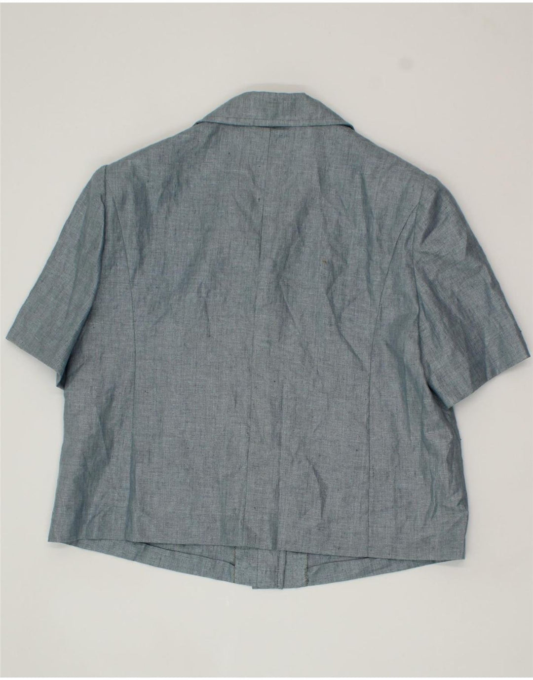 VINTAGE Womens Short Sleeve 4 Button Blazer Jacket UK 16 Large Grey Vintage Vintage and Second-Hand Vintage from Messina Hembry 