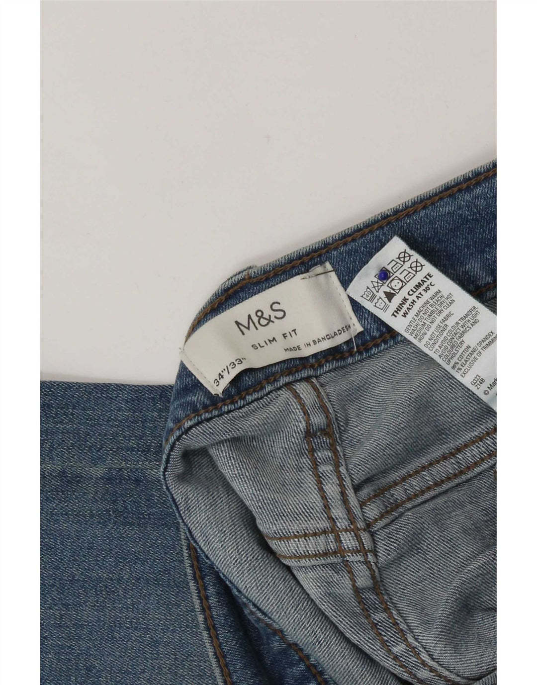 Marks & Spencer Herre Slim Jeans W34 L33 Blå Bomuld