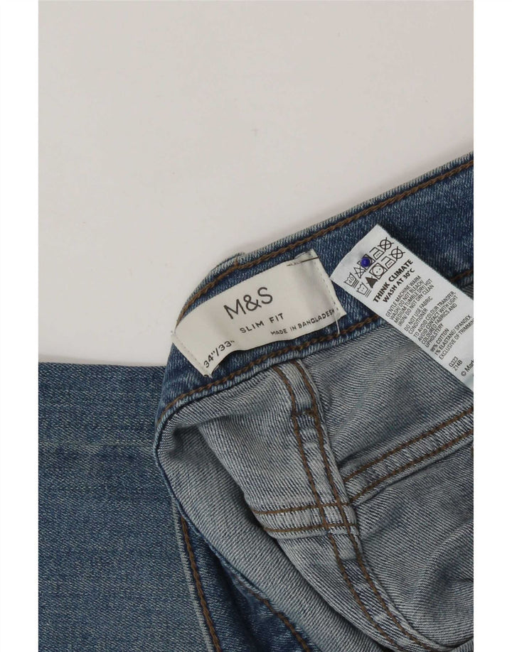 Marks & Spencer Herre Slim Jeans W34 L33 Blå Bomuld
