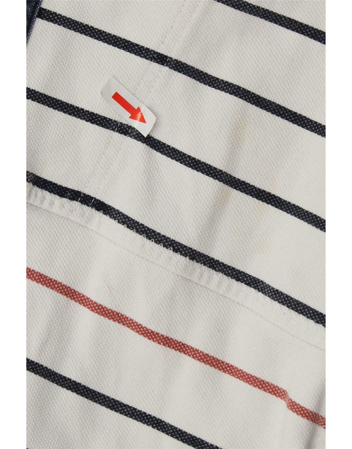 Fedt ansigt herre lynlås-hals sweater jumper stor hvid stribet bomuld