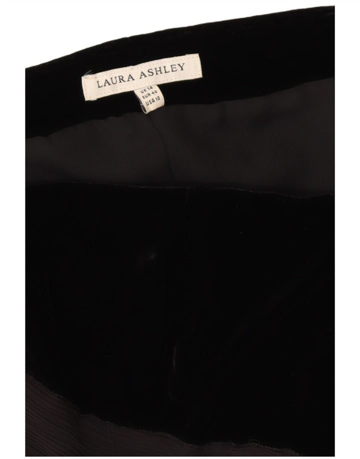 LAURA ASHLEY Womens Velvet Corset Top UK 14 Medium Black Viscose