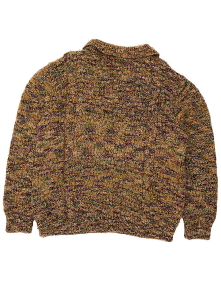 Vintage herre polo hals sweater medium grøn flækket