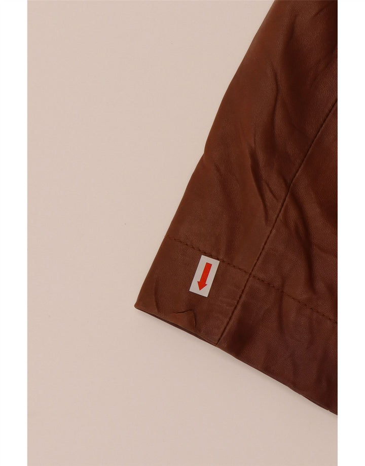 HEINE Womens Leather Jacket UK 18 XL Brown Leather