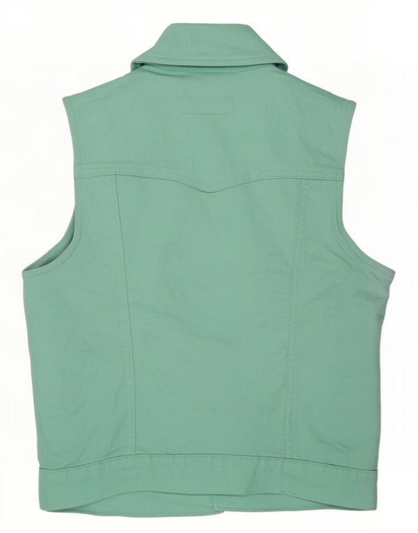 Levi's Womens Crop Denim Gilet UK 10 Small turkis bomuld