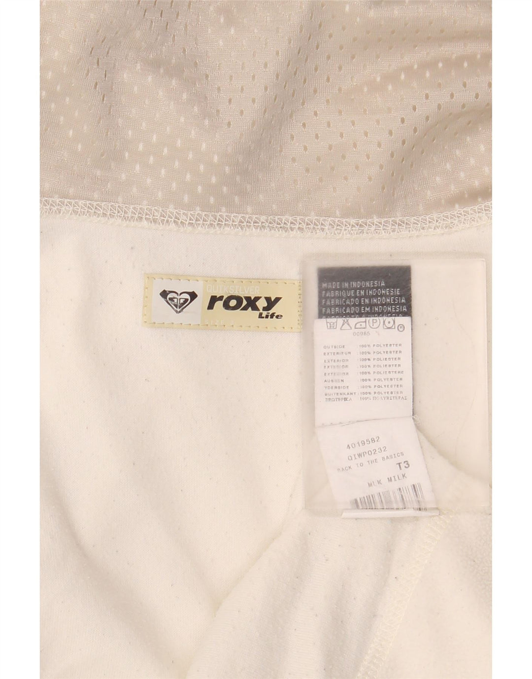 Roxy Dame Top Langærmet UK 19 Medium Off White Polyester