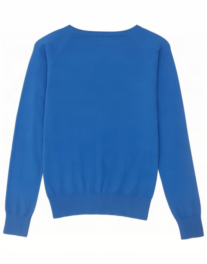 Zara Dame V-hals sweater UK 12 Medium Blue Bomuld