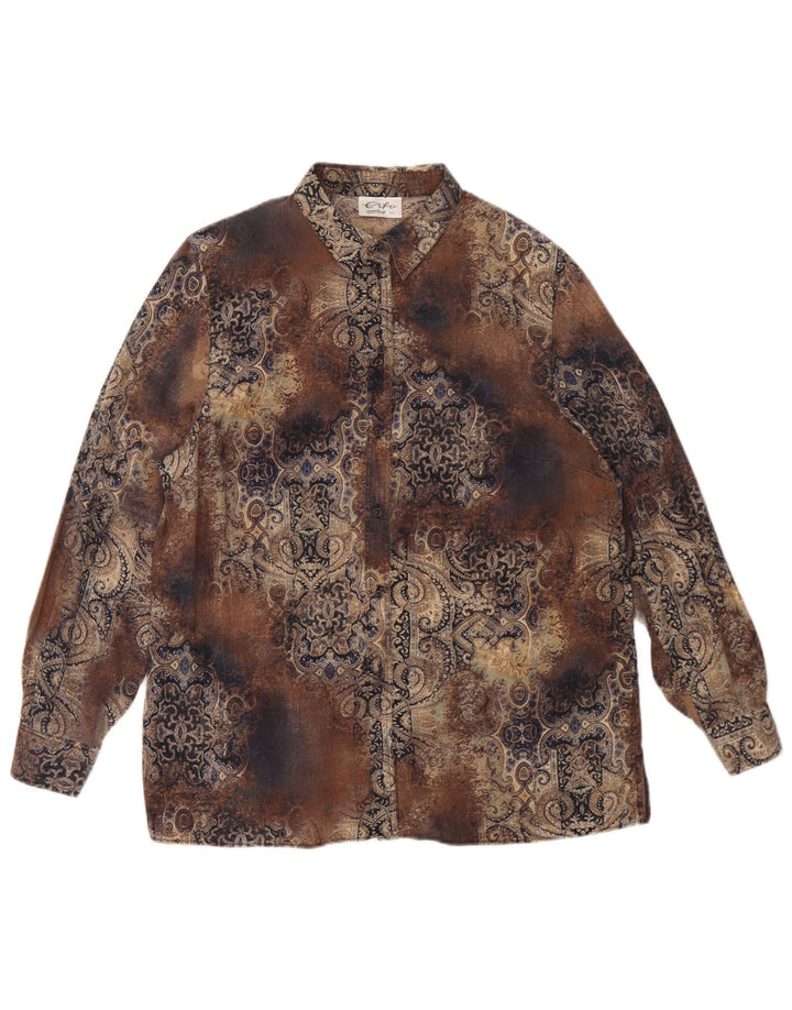 Vintage oversize skjorte til kvinder IT 44 Medium Brun Paisley Tencel