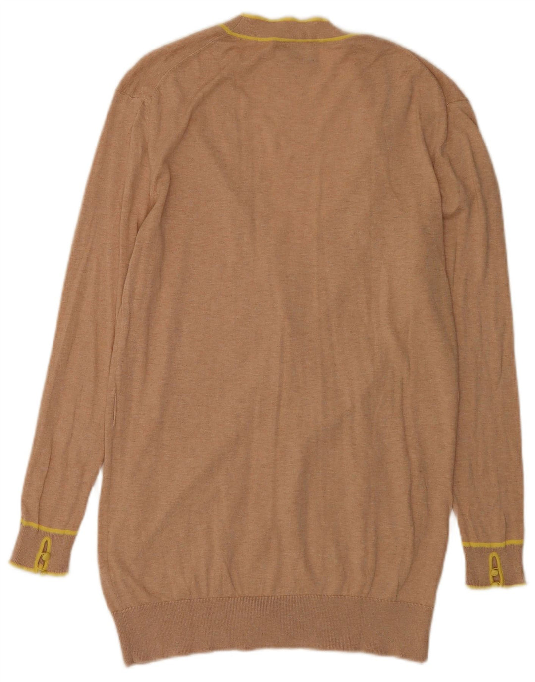 Massimo Dutti Dame Longline Cardigan Sweater UK 16 Stor Beige Silke