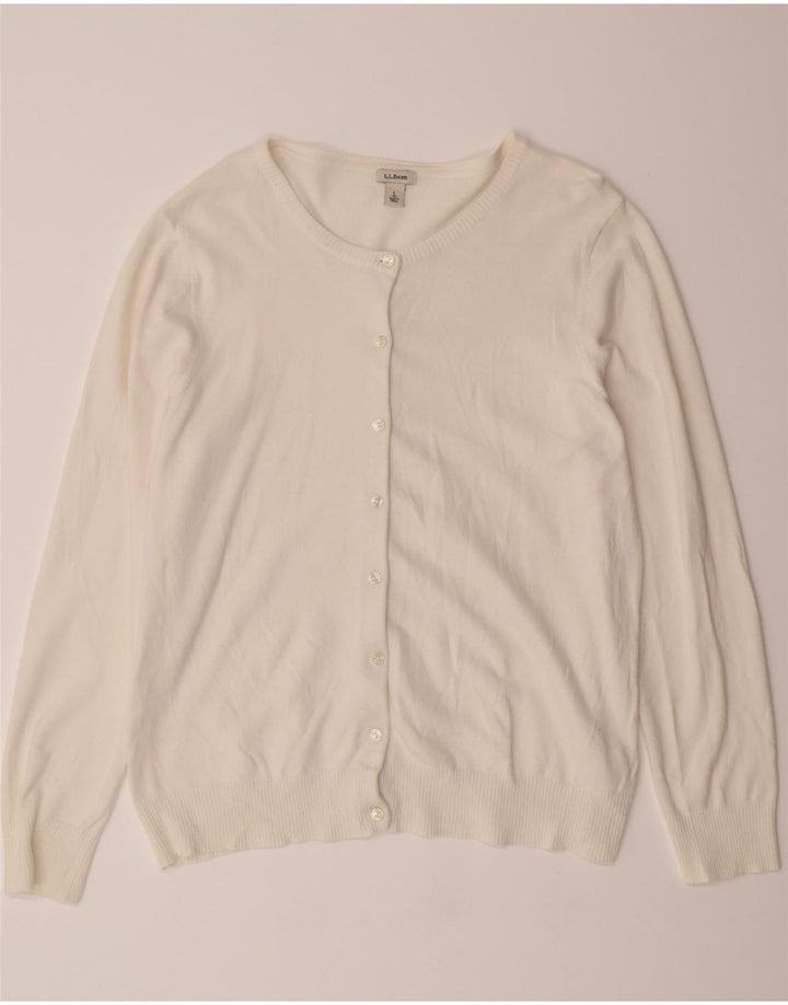 L.L.BEAN Womens Cardigan Sweater UK 16 Large White Cotton Vintage L.L.Bean and Second-Hand L.L.Bean from Messina Hembry 