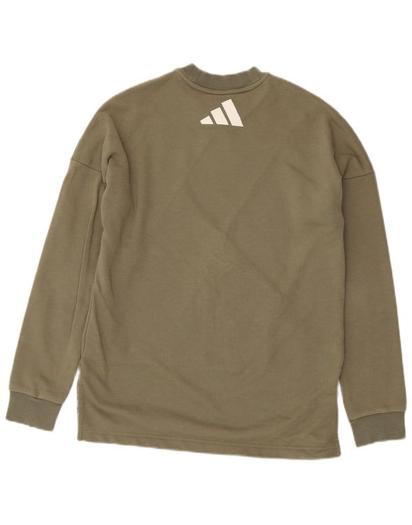 Adidas Girls Graphic Sweatshirt Jumper 14-15 år Khaki Cotton