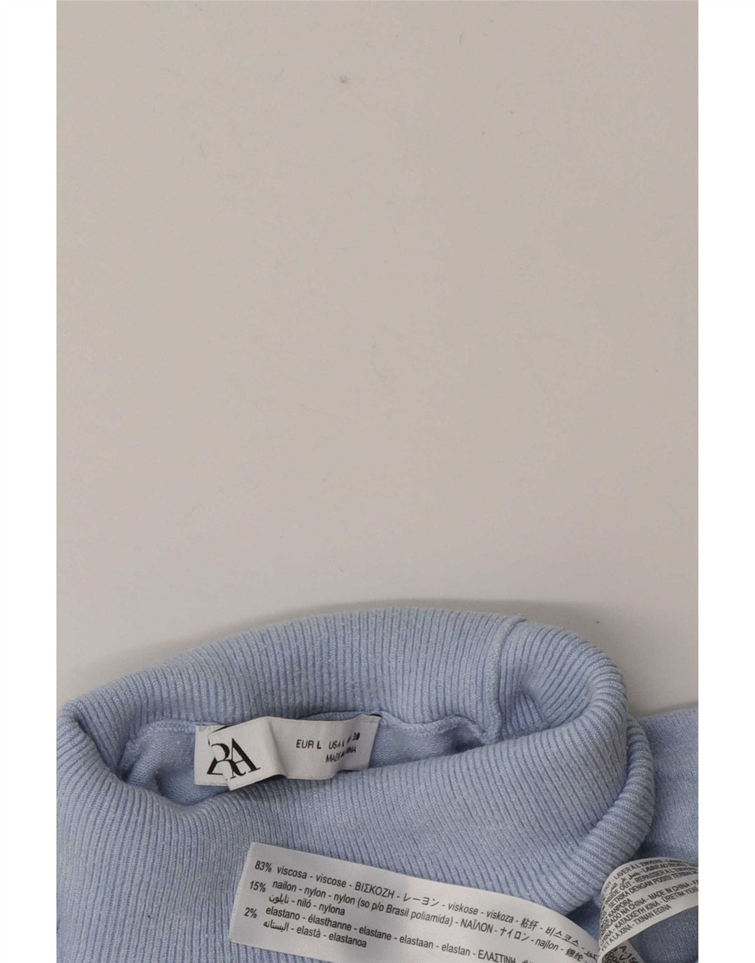 Zara Dame Roll Neck Jumper Sweater UK 14 Large Blue Viscose