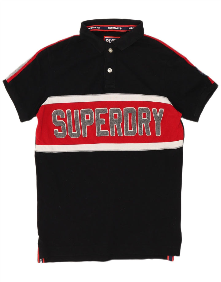 SUPERDRY Grafisk poloshirt til mænd Medium Sort Colourblock Bomuld