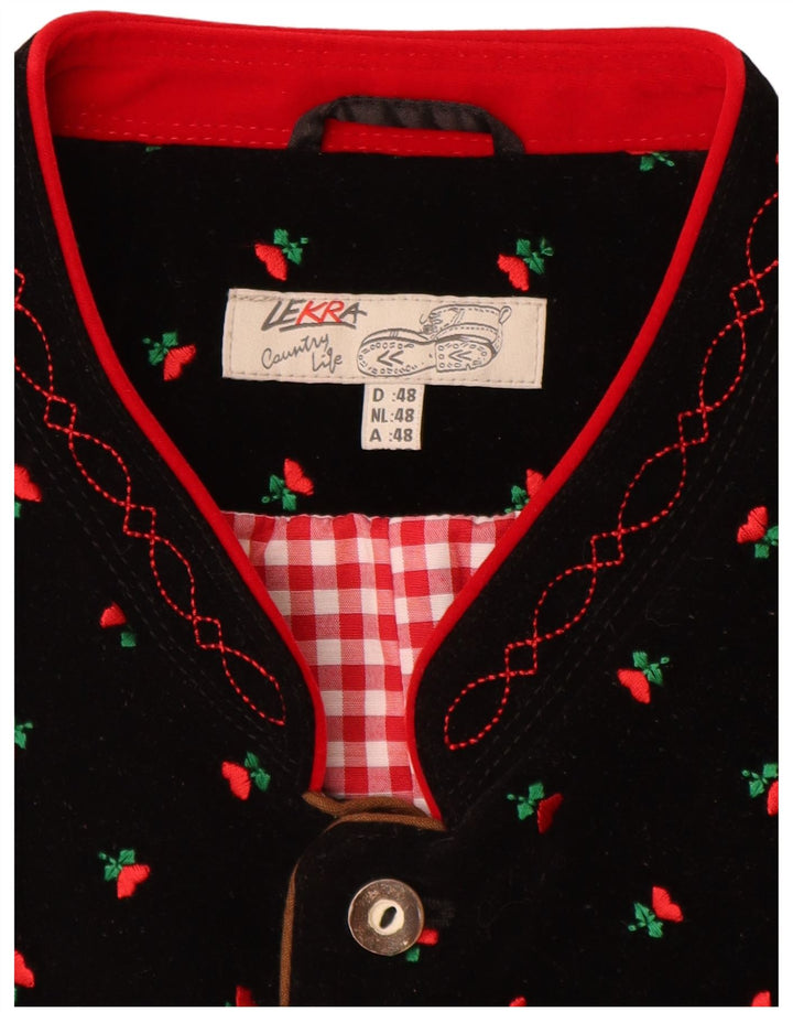 LEKRA Herre Velvet Vest IT 48 Small Black Floral