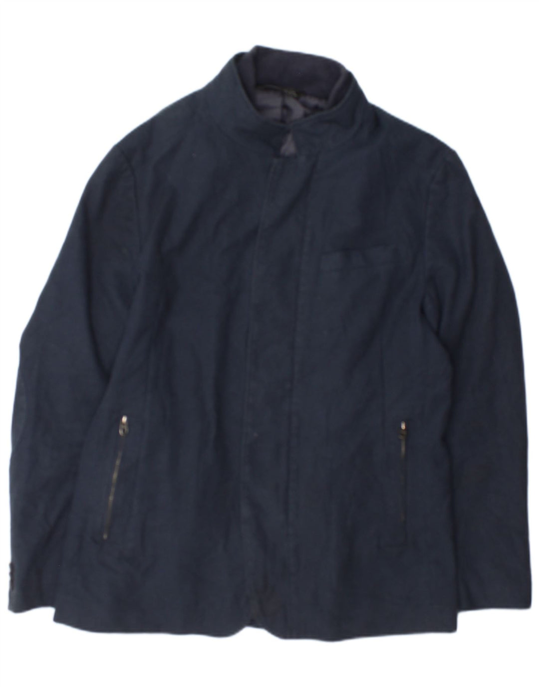 Zara Herre Bomber Jacket UK 42 XL Navy Blue Ternet polyester
