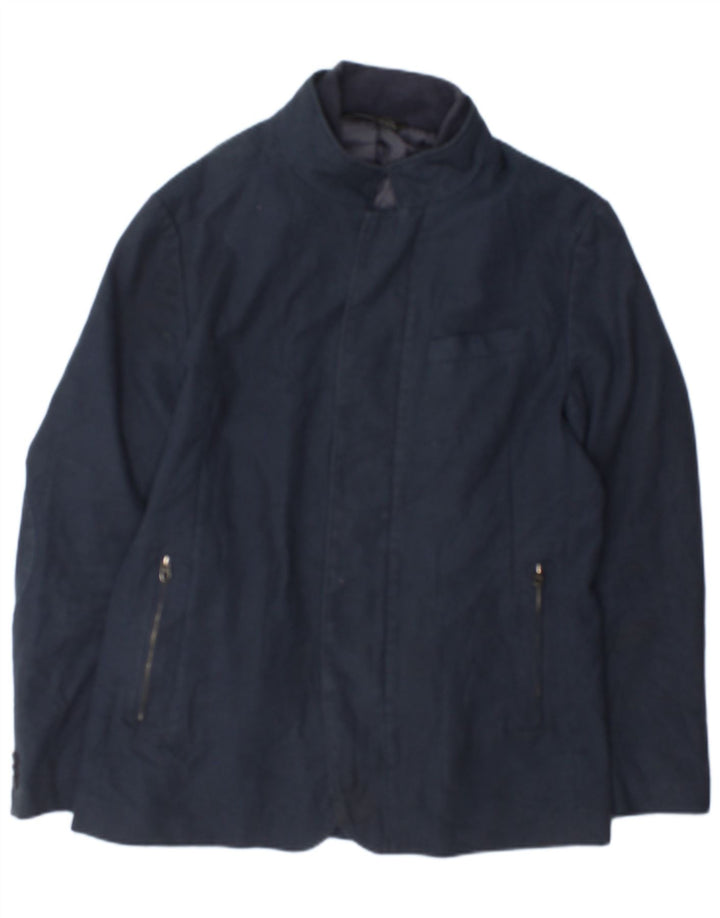 Zara Herre Bomber Jacket UK 42 XL Navy Blue Ternet polyester