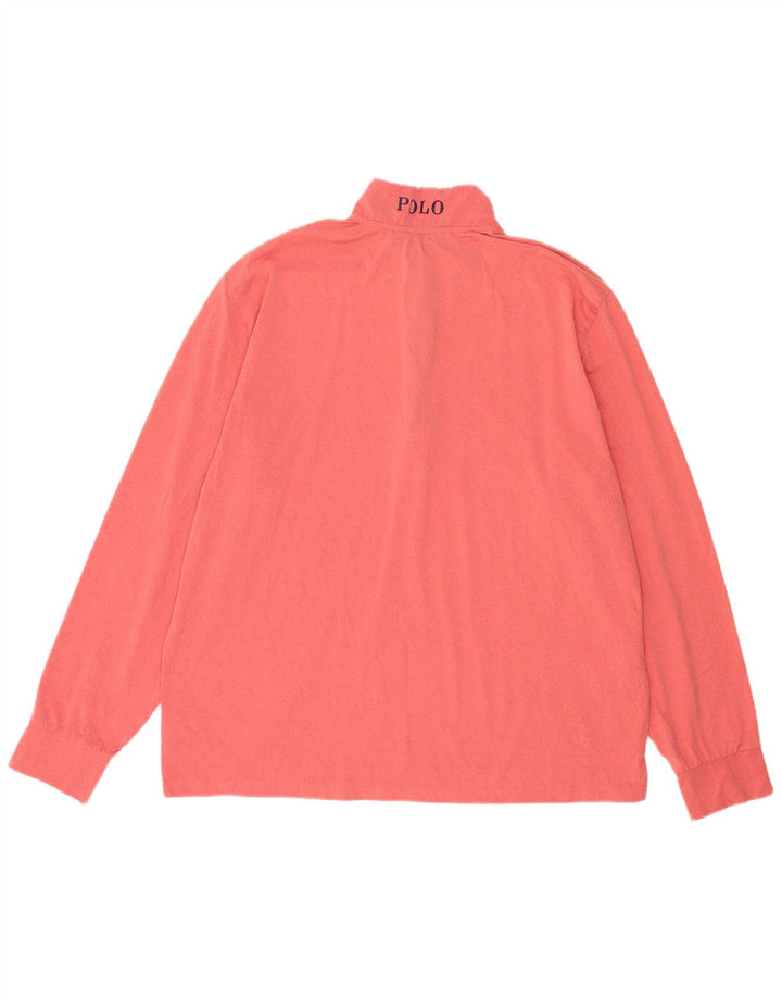 Polo Ralph Lauren Herre Zip Neck Pullover Træningsdragt Top XL Pink Polyester