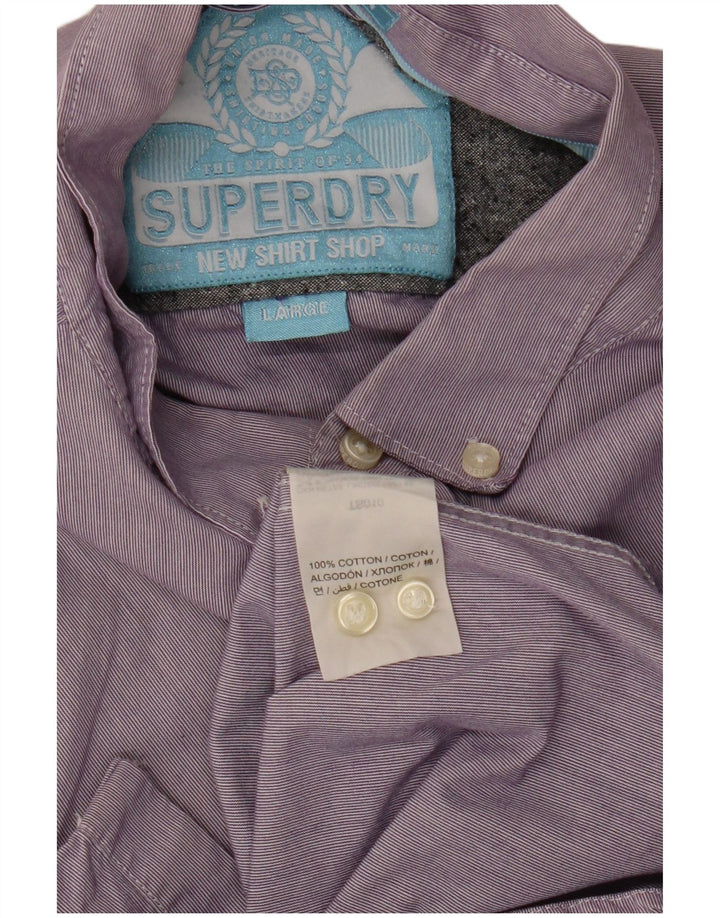 SUPERDRY herreskjorte stor lilla nålestribet bomuld