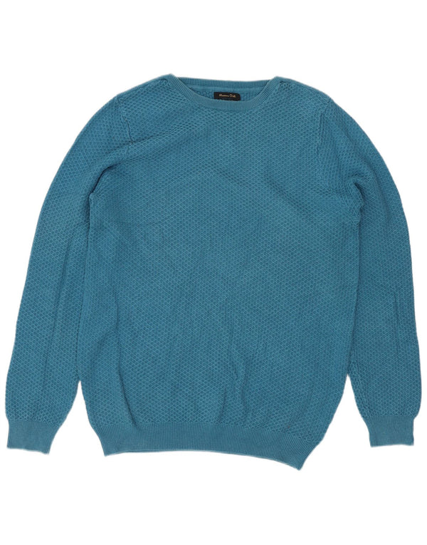 Massimo Dutti Herre Boat Neck Jumper Sweater Medium Blue Bomuld