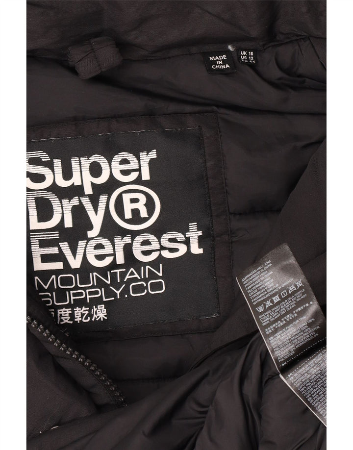 Superdry Oversized Parkajakke med hætte til kvinder DK 16 Stor sort nylon