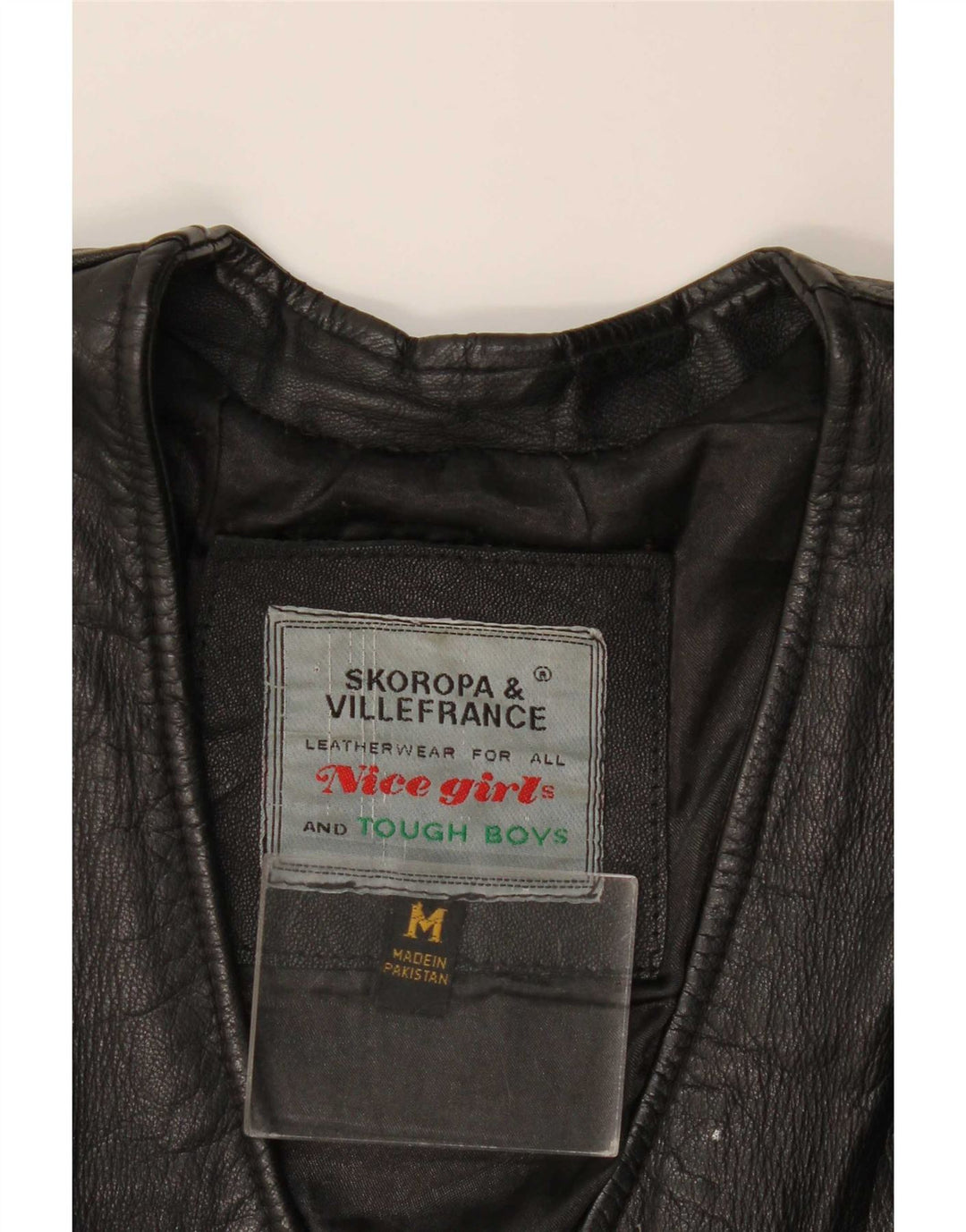Vintage Dame Læder Gilet UK 12 Medium Sort Læder