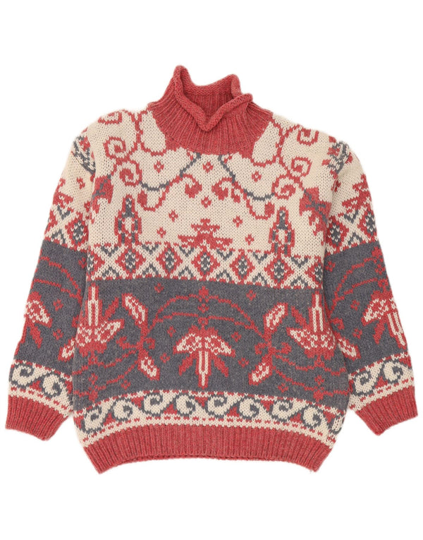 Vintage Dame Turtle Neck Jumper Sweater UK 16 Large Multicolor