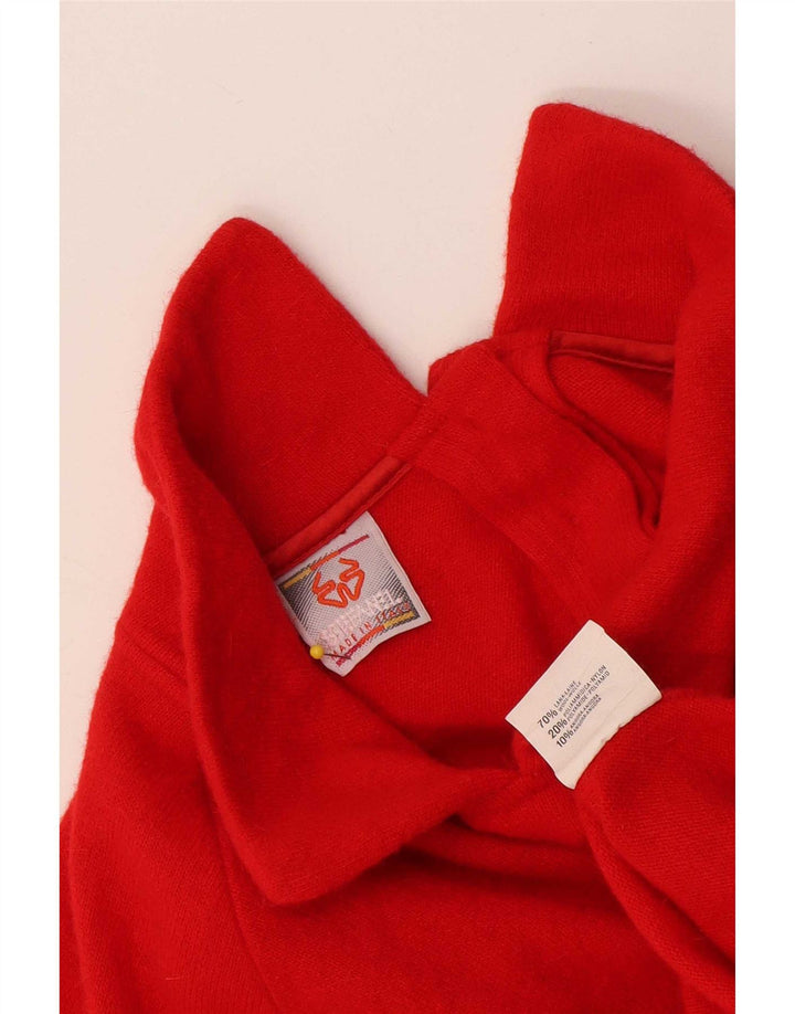 Stefanel Dame Oversized Polo Neck Jumper Sweater UK 14 Medium Rød