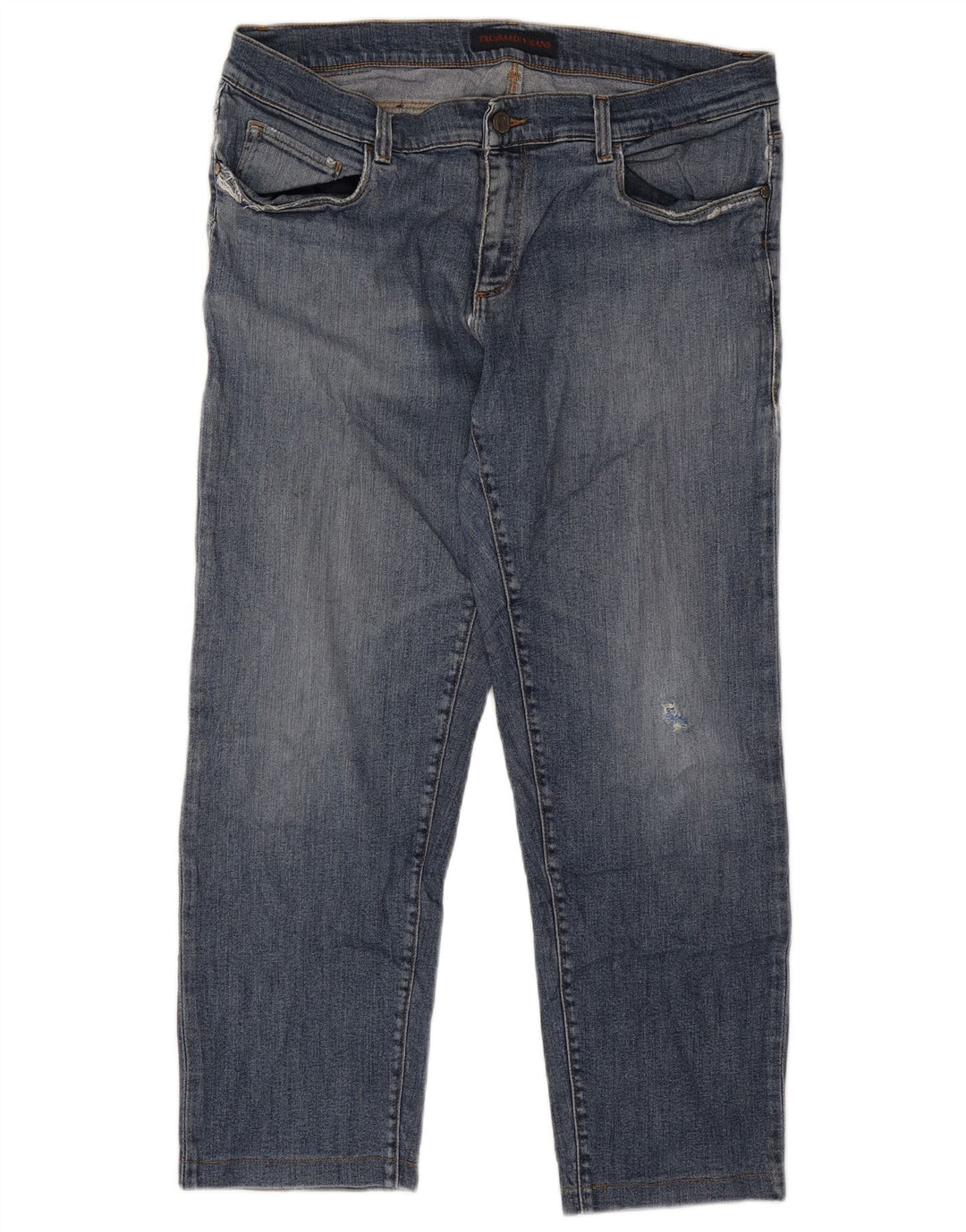 Trussardi Herre Distressed Cropped Jeans IT 51 Large W37 L26 Blue