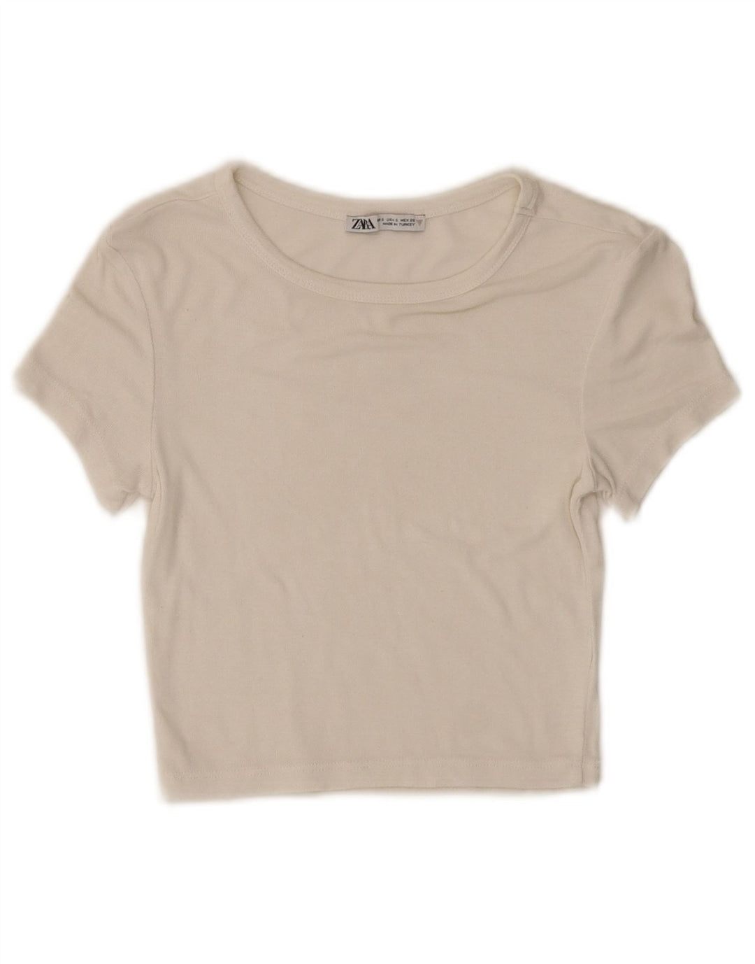 Zara Womens Crop T-Shirt Top UK 8 Small White