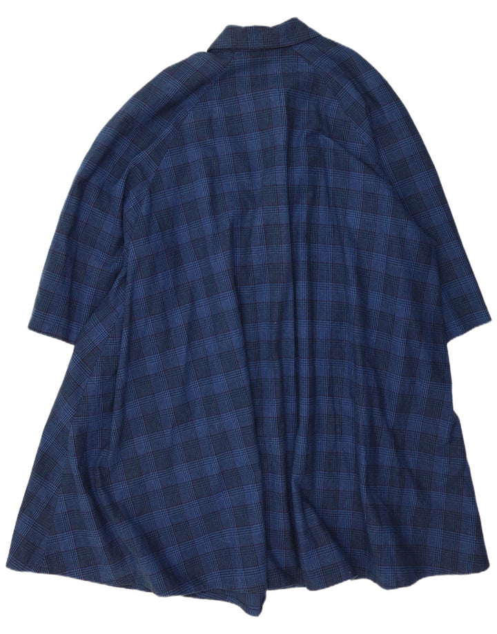 Vintage oversize overfrakke til kvinder UK 14 Medium Navy Blue Houndstooth