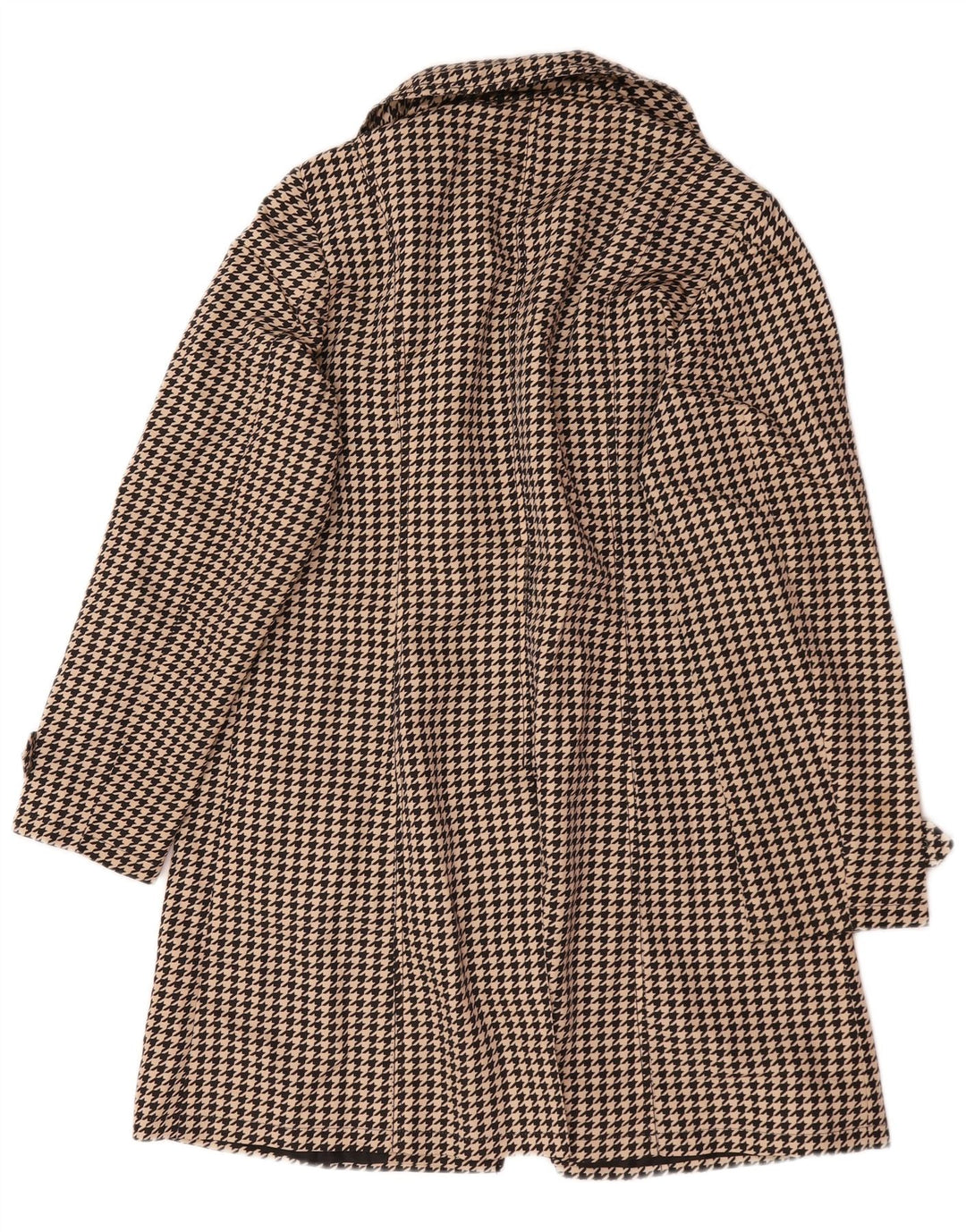 Marks & Spencer Trench Coat til kvinder UK 14 Large Beige Houndstooth Polyester