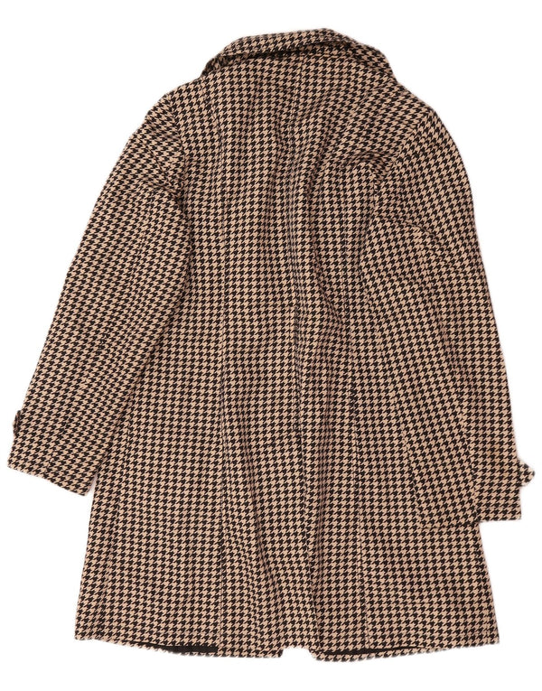 Marks & Spencer Trench Coat til kvinder UK 14 Large Beige Houndstooth Polyester