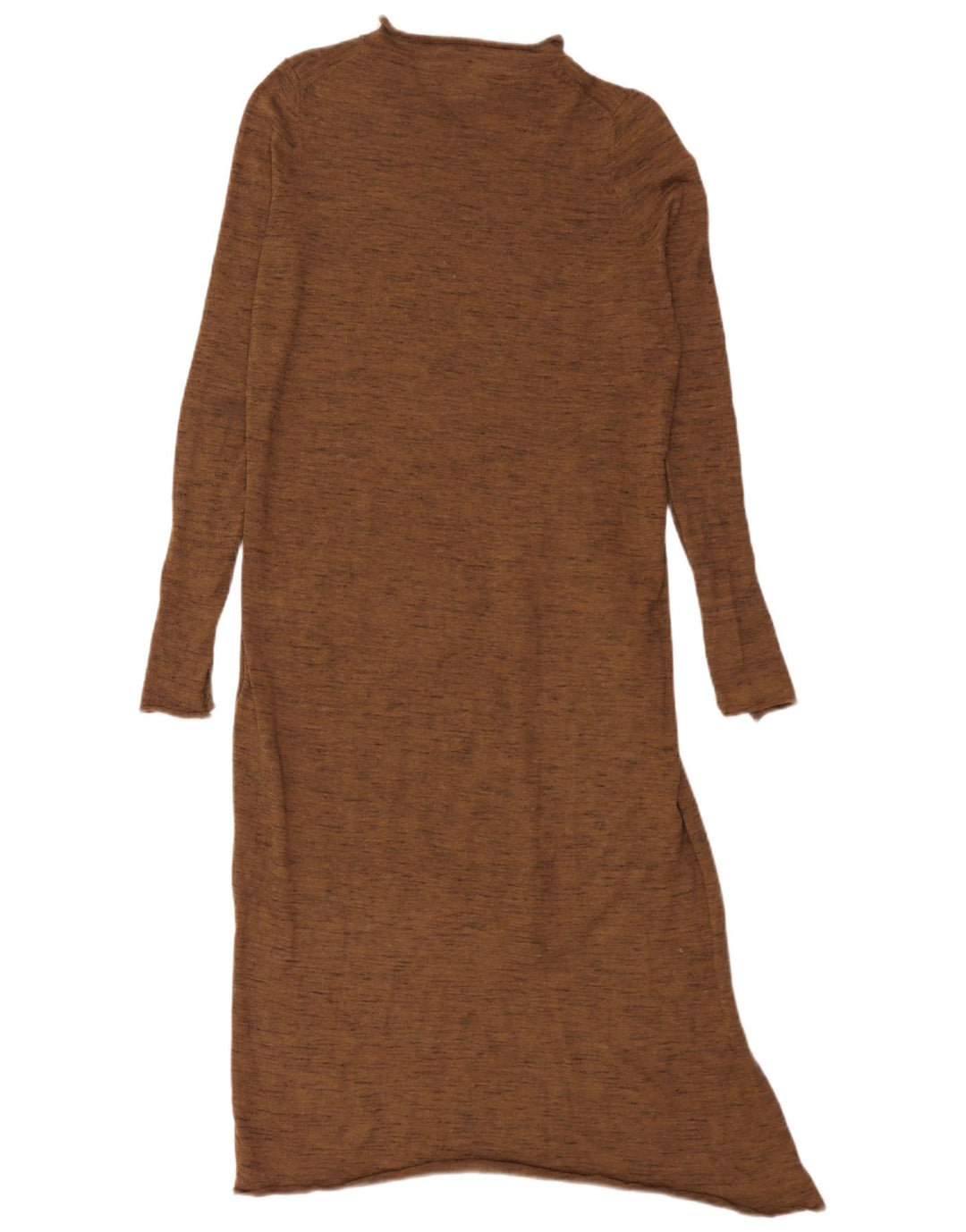 Zara Dame Asymmetrisk Jumper Kjole UK 10 Small Brown Polyester