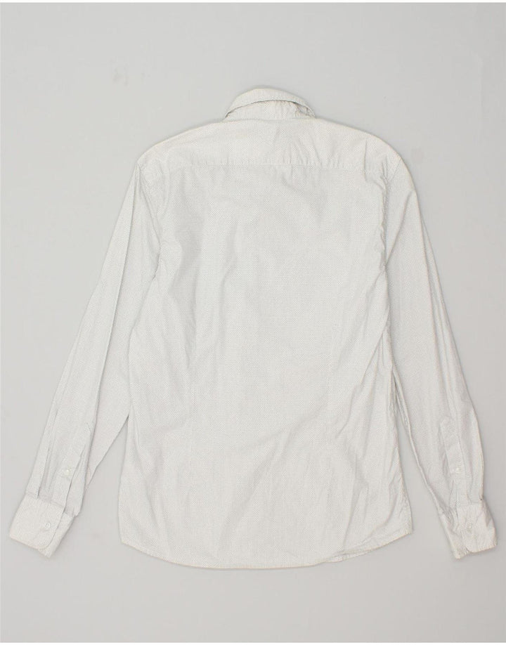 JULES Mens Fitted Shirt Size 39/40 Medium Grey Spotted Cotton | Vintage Jules | Thrift | Second-Hand Jules | Used Clothing | Messina Hembry 