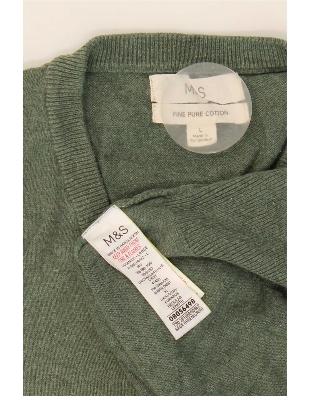 Marks & Spencer Herre V-hals sweater Stor grøn bomuld