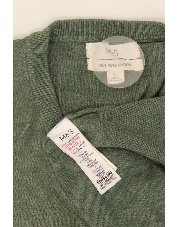 Marks & Spencer Herre V-hals sweater Stor grøn bomuld