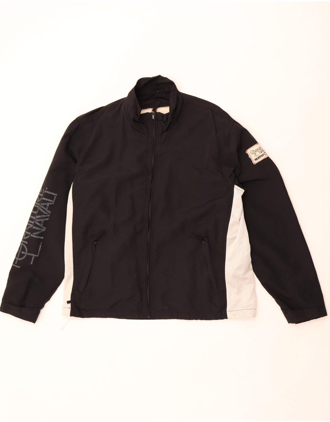 Murphy & Nye Herre grafisk regnjakke UK 36 Small Black Colourblock Nylon