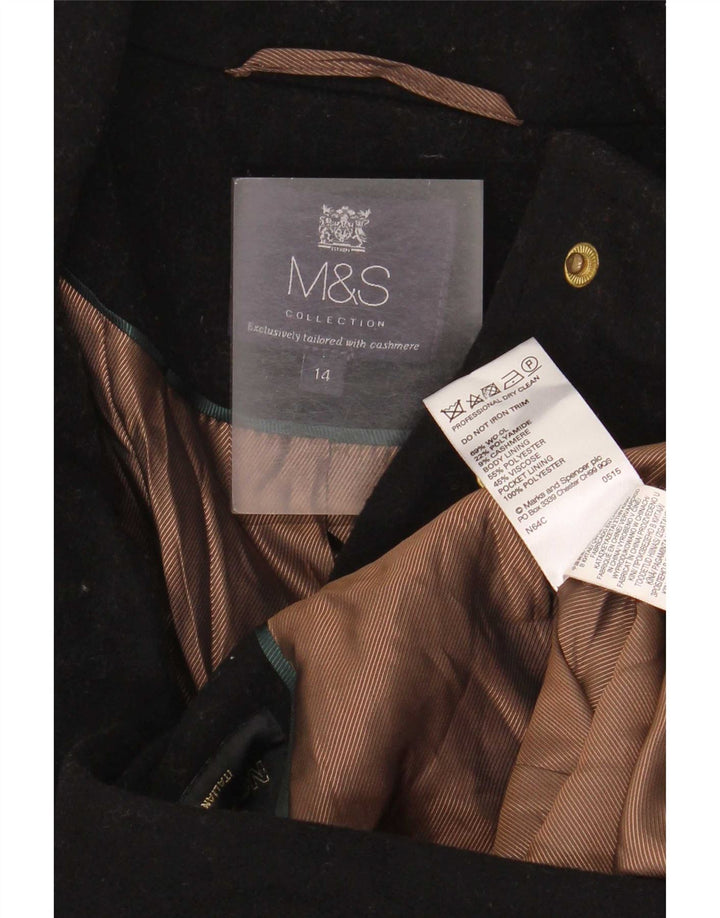 Marks & Spencer Dame Overfrakke UK 14 Stor Sort Uld